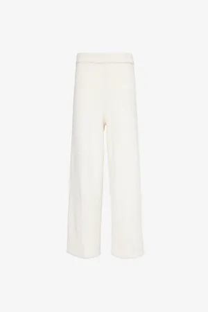 Calvin Klein Womens Elasticated-Waistband Wide-Leg Mid-Rise Fleece Trousers S