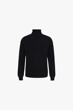 Sunspel Mens Turtleneck Ribbed Regular-Fit Wool Jumper S