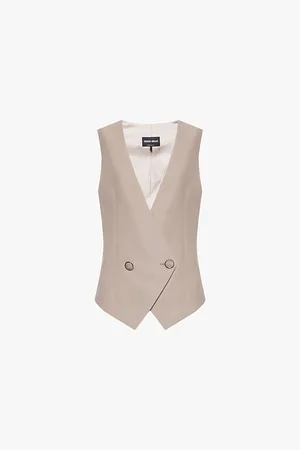 Giorgio Armani Womens Asymmetric V-Neck Silk Waistcoat 6