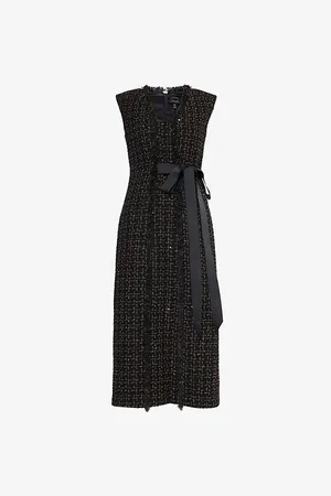 HUISHAN ZHANG Womens Shade V-Neck Boucle Midi Dress 8