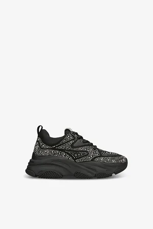 Steve Madden Jprivy Crystal-Embellished Low-Top Trainers Eur 32 / 13 Uk Kids