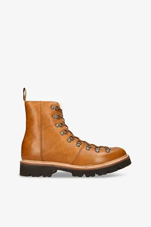 GRENSON Mens Brady Shearling-Lined Flat Leather Ankle Boots Eur 40 / 6 Uk Men