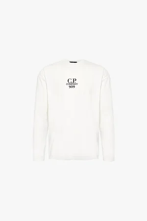 C.P. Company Mens Excl 909 Logo-Embroidered Long-Sleeve Cotton T-Shirt S