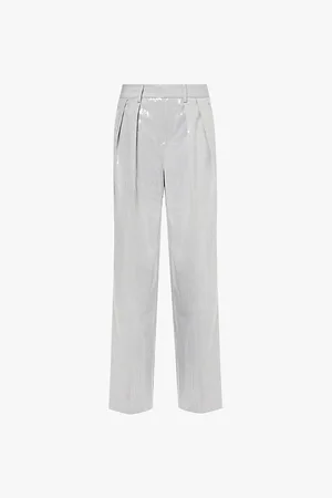 GOOD AMERICAN Womens Sequin-Embellished Suiting Wide-Leg Woven Trousers 6