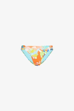 Seafolly Womens High-Leg Ruched-Side Printed Bikini Bottoms 8