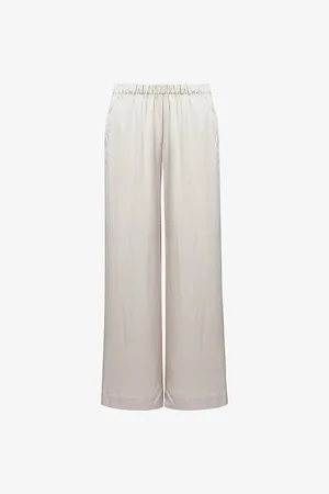 Calvin Klein Womens Elasticated-Waist Wide-Leg Satin Trousers M