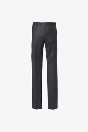 corneliani Mens Unhemmed Straight-Leg Regular-Fit Wool Trousers 42