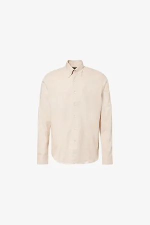 Oscar Jacobson Mens Button-Down Collar Regular-Fit Cotton Shirt L