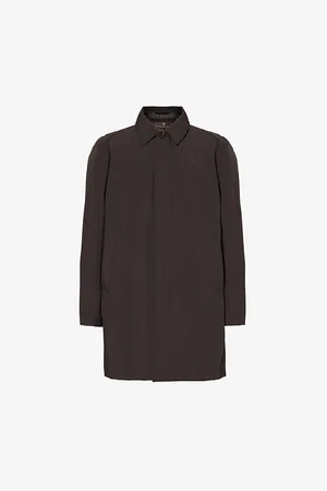 Oscar Jacobson Mens Spread-Collar Slip-Pocket Regular-Fit Stretch-Woven Coat 38