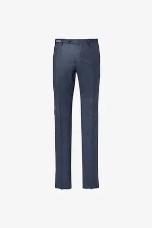 corneliani Mens Unhemmed Straight-Leg Regular-Fit Wool Trousers 36