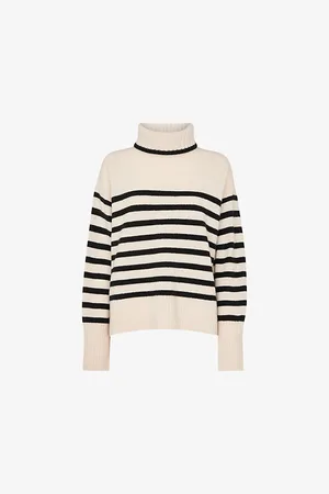 Whistles Womens Striped Roll-Neck Wool Jumper Xs