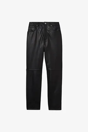 Reiss Womens Verona Slim-Leg High-Rise Leather Trousers 10