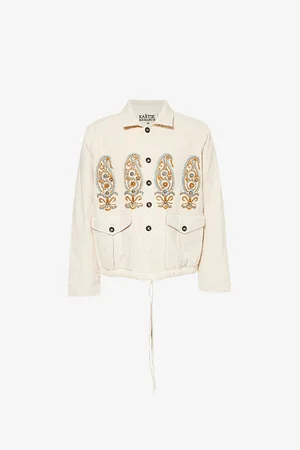 Kartik Research Mens Ranthambore Embroidered Relaxed-Fit Cotton Jacket M