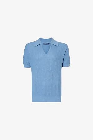 Frescobol Carioca Mens Joaquim V-Neck Regular-Fit Cotton-Blend Polo Shirt Xxl
