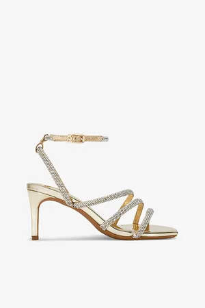 Kurt Geiger Womens Savanna Low Crystal-Embellished Heeled Woven Sandals Eur 36 / 3 Uk Women