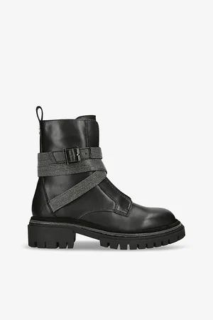 Carvela Womens Emblaze Buckle-Embellished Leather Ankle Boots Eur 37 / 4 Uk Women