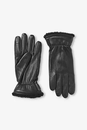 ASPINAL OF LONDON Womens Logo-Embossed Shearling-Lined Leather Gloves