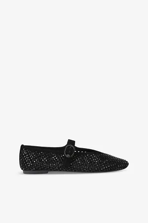 Kurt Geiger Womens Mayfair Crystal-Embellished Suede Ballet Flats Eur 36 / 3 Uk Women