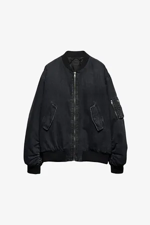 Prada Mens Washed Brand-Plaque Padded Denim Blouson Jacket L