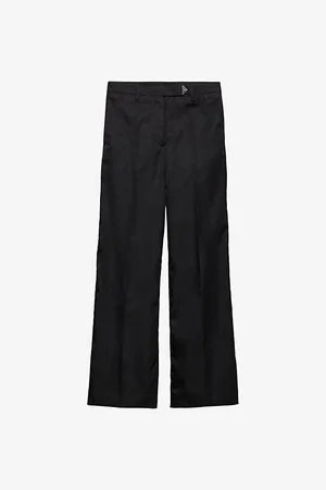 Prada Womens Triangle-Logo Straight-Leg Re-Nylon Trousers 6