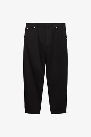 Prada Mens Triangle-Logo Tapered-Leg Relaxed Cotton Trousers 32