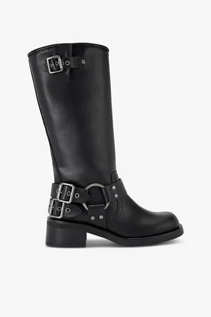 Kurt Geiger Womens Trisha Buckle-Embellished Flat Faux-Leather Knee-High Boots Eur 37 / 4 Uk Women