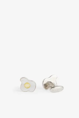 Paul Smith Mens Egg Brand-Text Silver-Toned Metal Cufflinks
