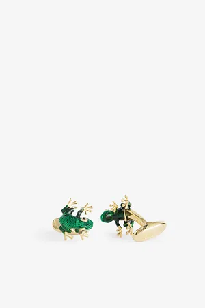 Paul Smith Mens Frog Enamelled Brand-Text Metal Cufflinks