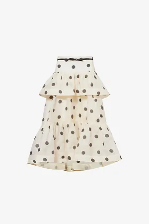 ZIMMERMANN Womens Crush High-Low Tiered Linen and Silk-Blend Midi Skirt Xs