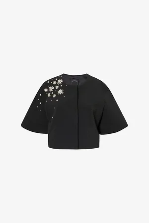 HUISHAN ZHANG Womens River Crystal-Embellished Cropped Stretch Recycled-Polyester Jacket 8
