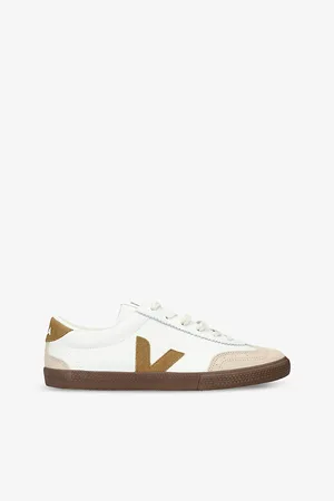 Veja Mens Volley Logo-Embroidered Leather Low-Top Trainers Eur 41 / 7 Uk Men
