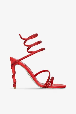 RENE CAOVILLA Womens Margot 105 Crystal-Embellished Satin Heeled Sandals Eur 37 / 4 Uk Women