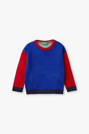 Benetton Colour-Block Crewneck Knitted Jumper 18 Months-6 Years 4-5 Years