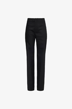 The Frankie Shop Womens Morrison Buttoned-Pocket Straight-Leg High-Rise Stretch-Wool Trousers Xs