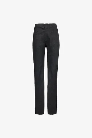 The Frankie Shop Womens Morrison Buttoned-Pocket Straight-Leg High-Rise Stretch-Wool Trousers S