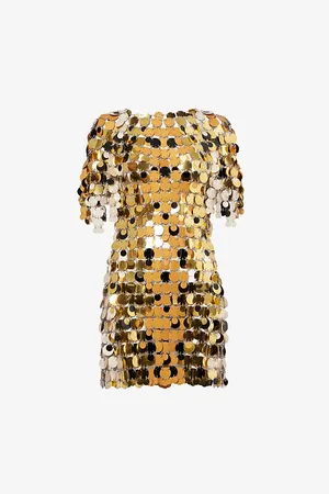 Paco rabanne Womens Sequin Short-Sleeves Woven Mini Dress 8