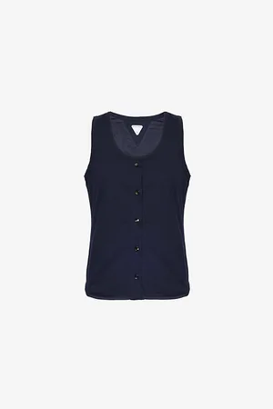 Bottega Veneta Womens Scoop-Neck Sleeveless Cotton-Jersey Top S