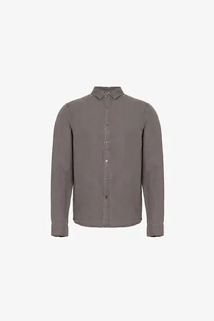 Paige Mens Peters Long-Sleeve Linen-Blend Twill Shirt M