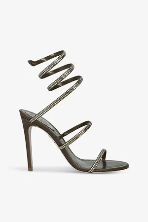 RENE CAOVILLA Womens Cleo II 105 Crystal-Embellished Leather Heeled Sandals Eur 36 / 3 Uk Women