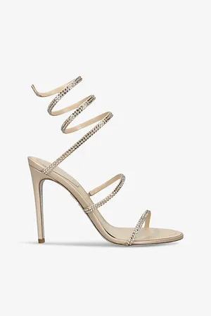 RENE CAOVILLA Womens Cleo II 105 Crystal-Embellished Leather Heeled Sandals Eur 36 / 3 Uk Women