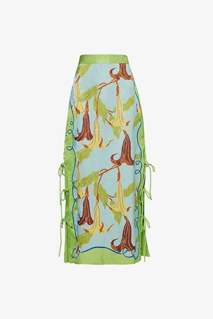 ALÉMAIS Womens Rafaela Tie-Side Woven Midi Skirt 6
