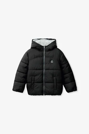 Benetton Brand-Embroidery Teddy-Lined Padded Shell Jacket 6-14 Years 6-7 Years