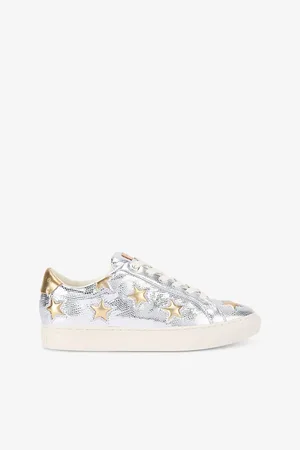 Kurt Geiger Womens Lane Star Snakeskin-Embossed Metallic-Leather Low-Top Trainers Eur 36 / 3 Uk Women