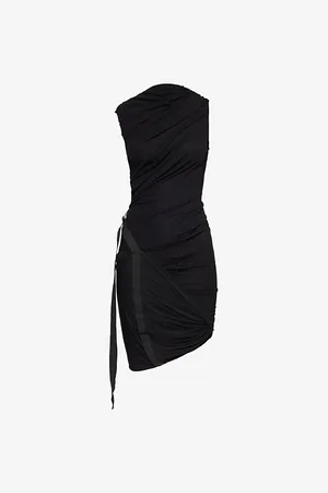 Helmut Lang Womens Wind Ruched Stretch-Woven Midi Dress Xs