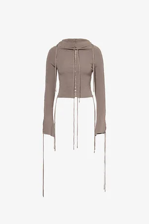 Jaded London Womens Vargo Lace-Up Woven-Blend Top Xs