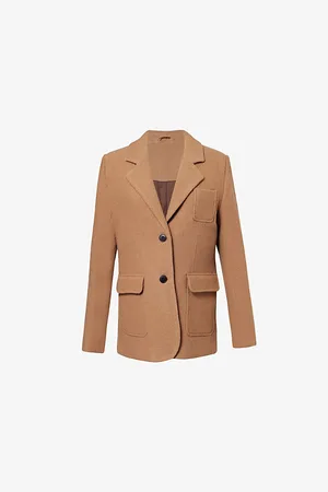 Skall Studio Womens Yoko Textured Single-Breasted Wool Blazer 14
