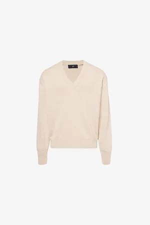 Dunhill Mens V-Neck Relaxed-Fit Cotton and Cashmere-Blend Jumper M