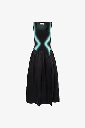 PH5 Womens Nagini Flared Knitted Midi Dress S