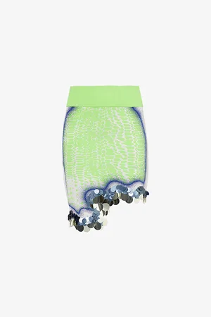 PH5 Womens Casey Wavy Sequin-Embellishment Stretch-Recycled-Viscose Blend Mini Skirt S