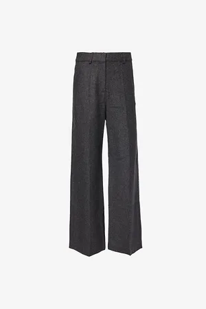 Skall Studio Womens Pirette Pleated Wide-Leg Mid-Rise Wool Trousers 8